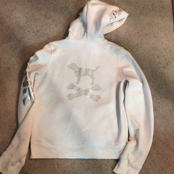PINK Victoria's Secret Tops - VS PINK Rhinestone dog zip hoodie RARE